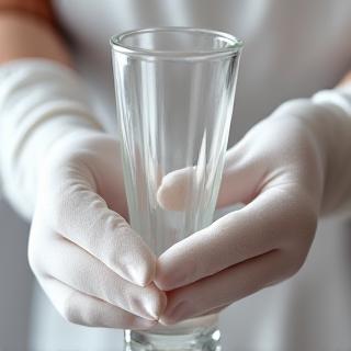 A professional housekeeper wearing white gloves