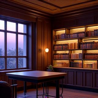 A luxury home interior during a quiet sunset